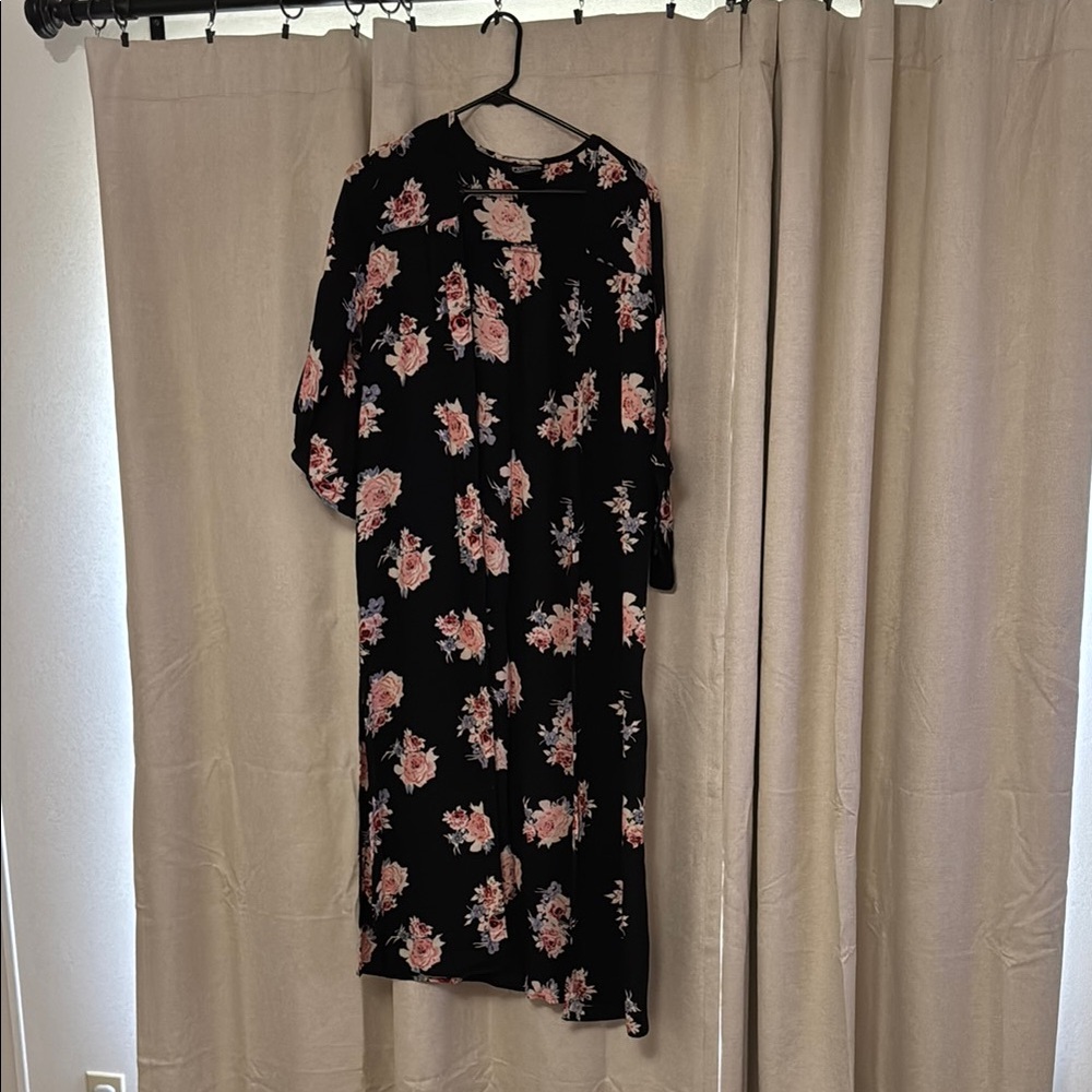 Floral Black Kimono Cardigan